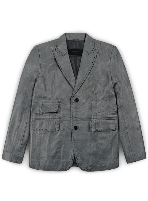 Gray Medieval Leather Blazer - LeatherCult