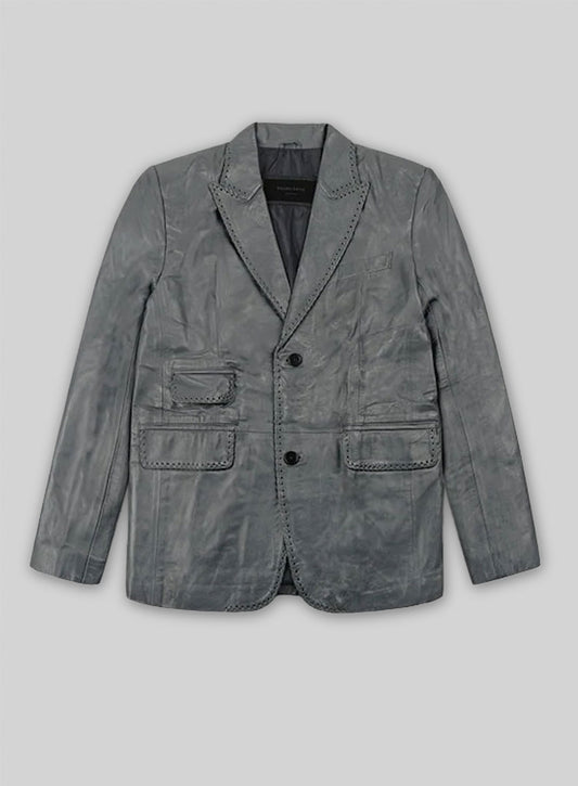 Gray Medieval Leather Blazer