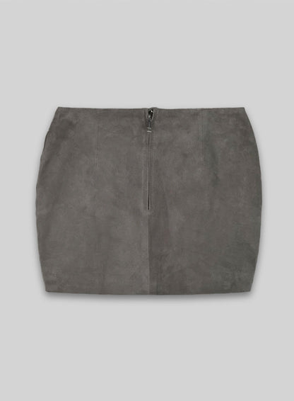 Gray Suede Bossy Buckle Leather Skirt - #443