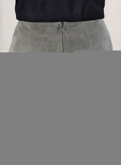 Gray Suede Bossy Buckle Leather Skirt - #443 - LeatherCult
