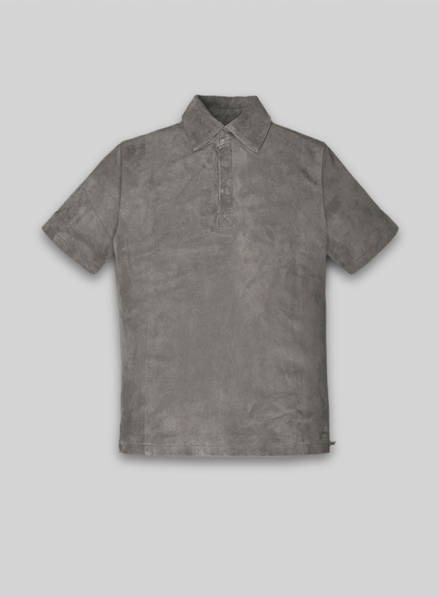 Gray Suede Leather T-Shirt #2