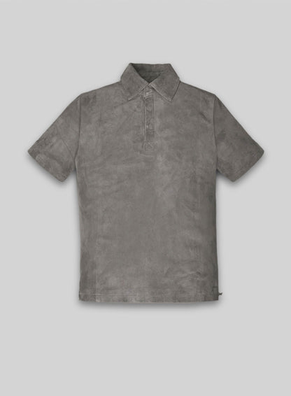Gray Suede Leather T-Shirt #2