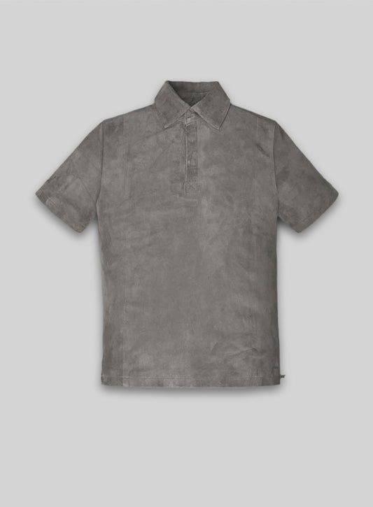 Gray Suede Leather T-Shirt #2