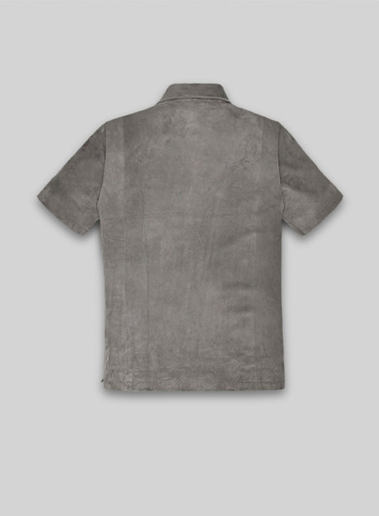 Gray Suede Leather T-Shirt #2