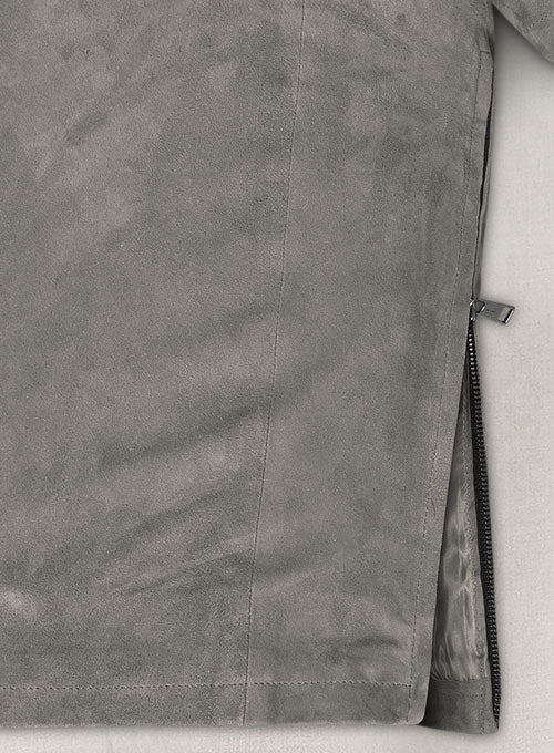 Gray Suede Leather T-Shirt #2 - LeatherCult