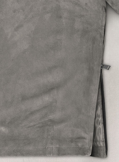 Gray Suede Leather T-Shirt #2 - LeatherCult