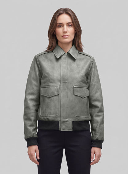Harbor Gray Kendall Jenner Leather Jacket # 1