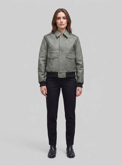 Harbor Gray Kendall Jenner Leather Jacket # 1