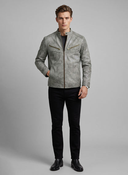 Harbor Gray Leather Jacket # 656