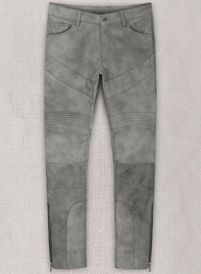 Harbor Gray Leather Biker Jeans #511 - LeatherCult