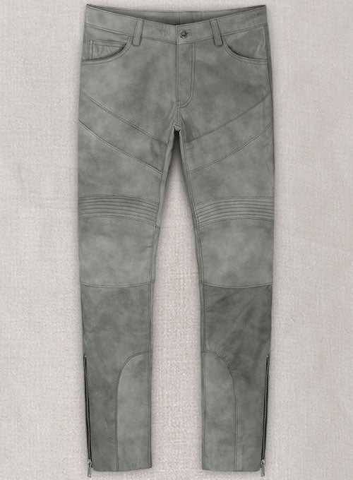 Harbor Gray Leather Biker Jeans #511 - LeatherCult