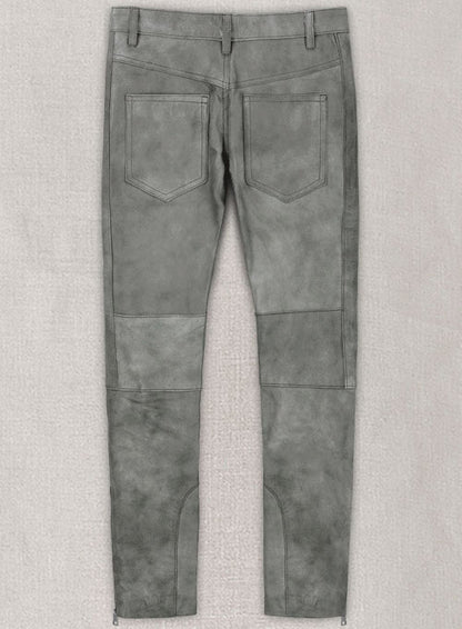Harbor Gray Leather Biker Jeans #511 - LeatherCult