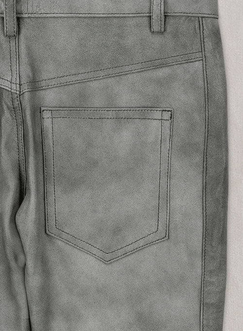 Harbor Gray Leather Biker Jeans #511 - LeatherCult