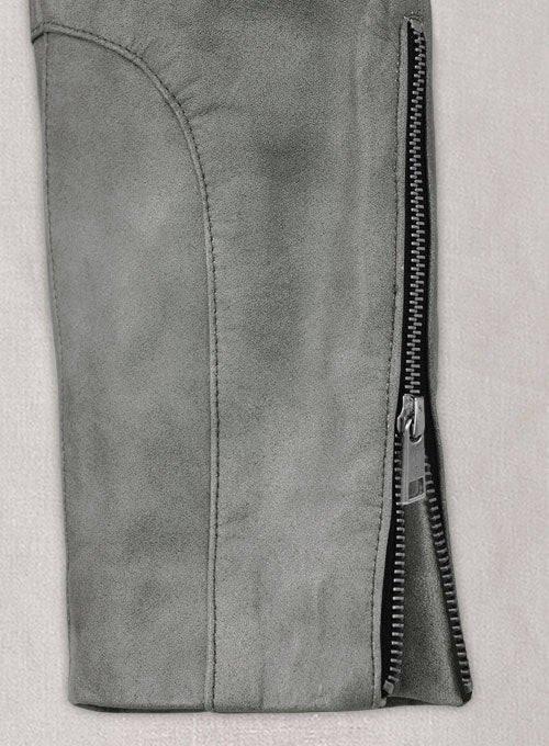 Harbor Gray Leather Biker Jeans #511 - LeatherCult