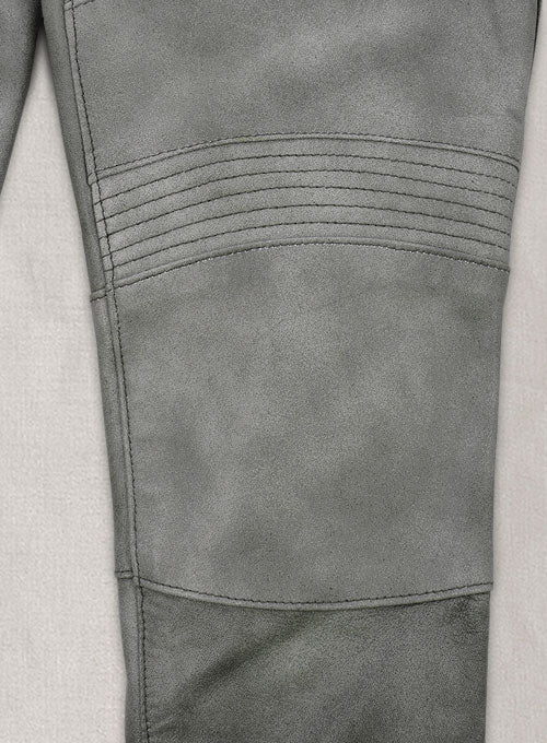 Harbor Gray Leather Biker Jeans #511 - LeatherCult