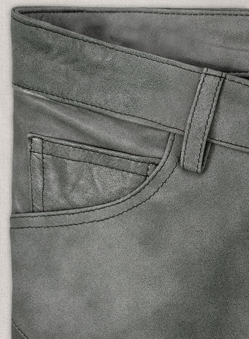 Harbor Gray Leather Biker Jeans #511 - LeatherCult