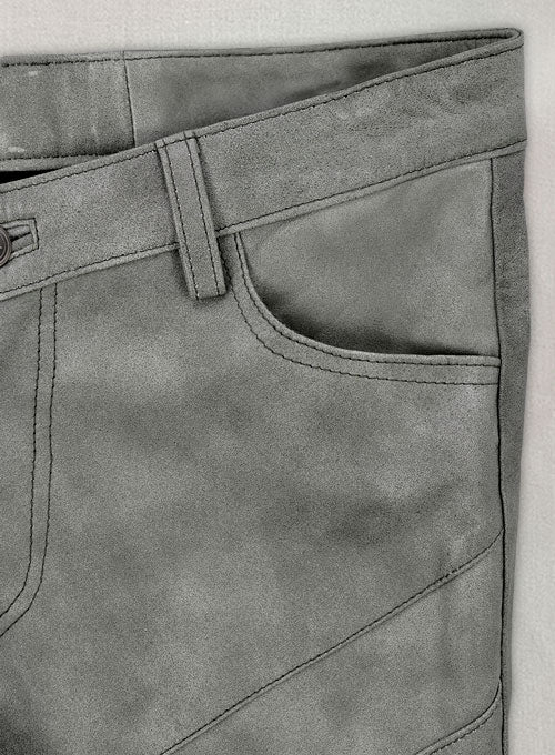 Harbor Gray Leather Biker Jeans #511 - LeatherCult