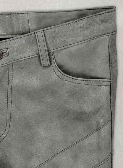 Harbor Gray Leather Biker Jeans #511 - LeatherCult
