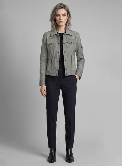 Harbour Gray Gigi Hadid Leather Jacket