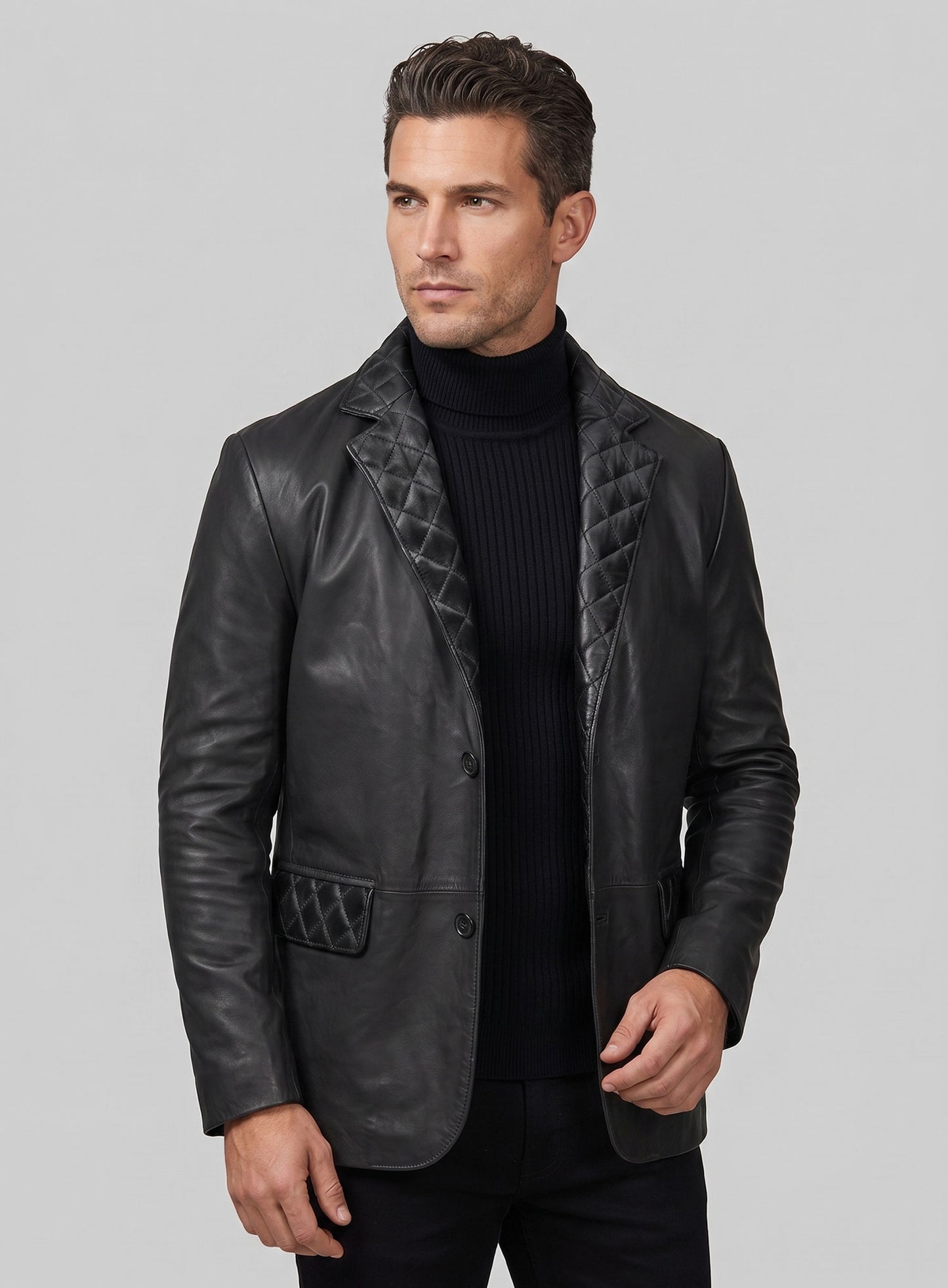 Harper Burnt Charcoal Leather Blazer