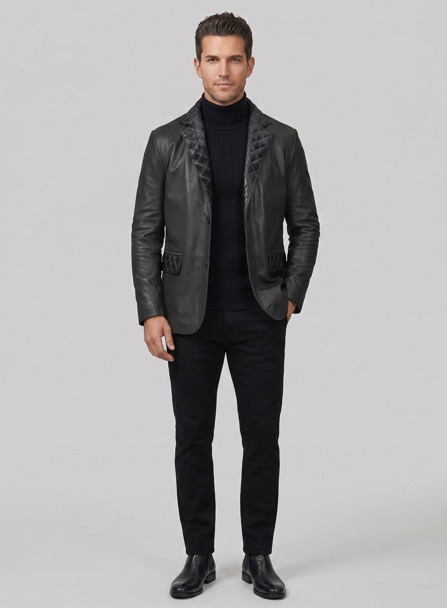 Harper Burnt Charcoal Leather Blazer