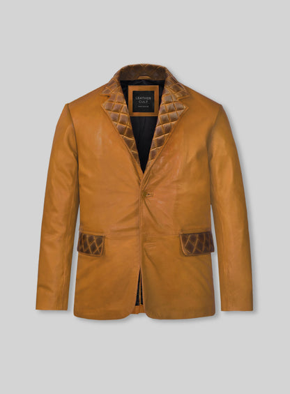 Harper Burnt Mustard Leather Blazer