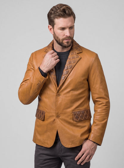 Harper Burnt Mustard Leather Blazer