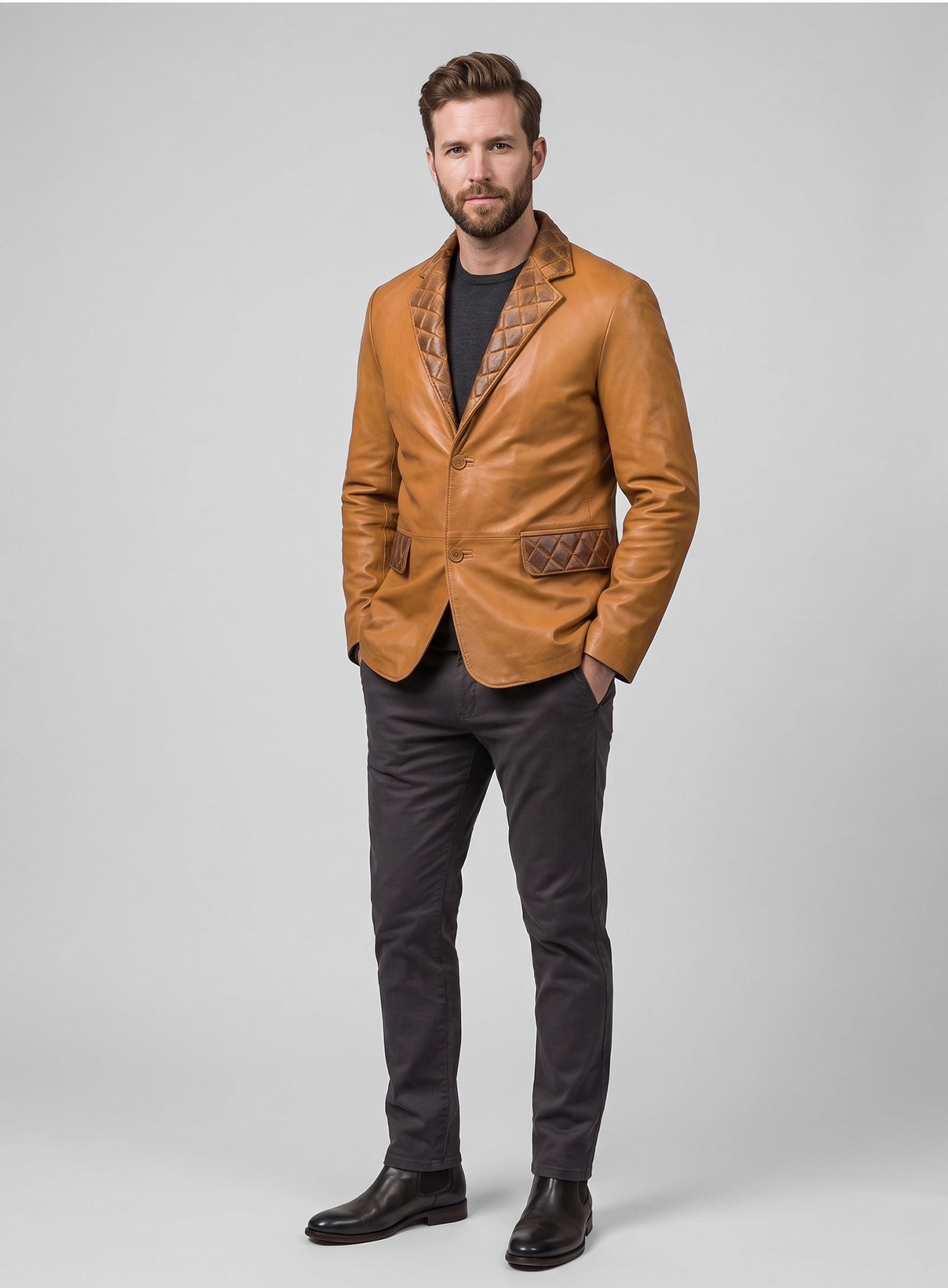 Harper Burnt Mustard Leather Blazer