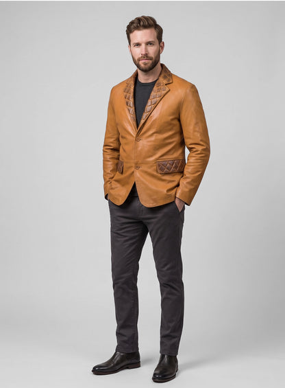 Harper Burnt Mustard Leather Blazer