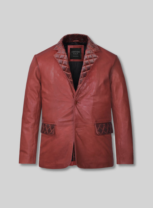 Harper Burnt Red Leather Blazer