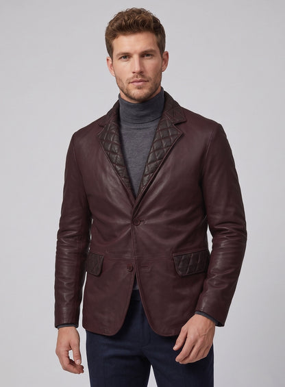 Harper Burnt Red Leather Blazer