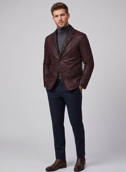 Harper Burnt Red Leather Blazer