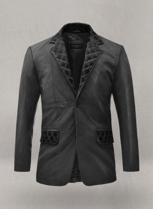 Harper Burnt Charcoal Leather Blazer - LeatherCult