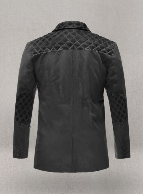 Harper Burnt Charcoal Leather Blazer - LeatherCult
