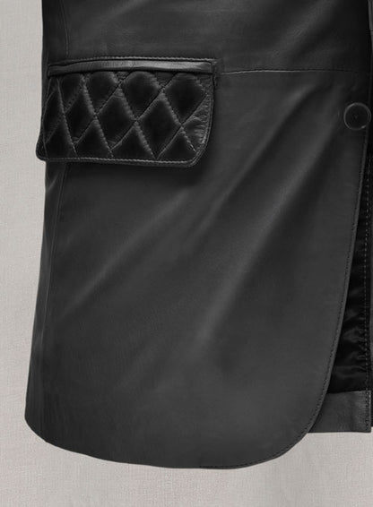 Harper Burnt Charcoal Leather Blazer - LeatherCult