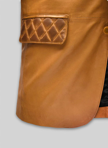 Harper Burnt Mustard Leather Blazer