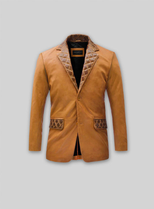 Harper Burnt Mustard Leather Blazer