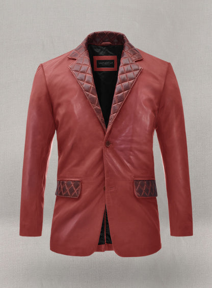 Harper Burnt Red Leather Blazer - LeatherCult