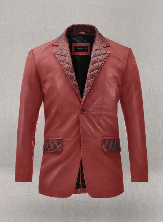 Harper Burnt Red Leather Blazer - LeatherCult