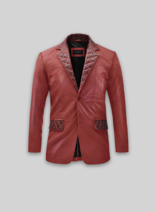 Harper Burnt Red Leather Blazer