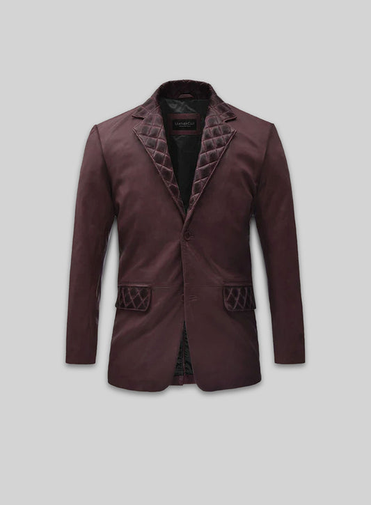 Harper Burnt Wine Leather Blazer