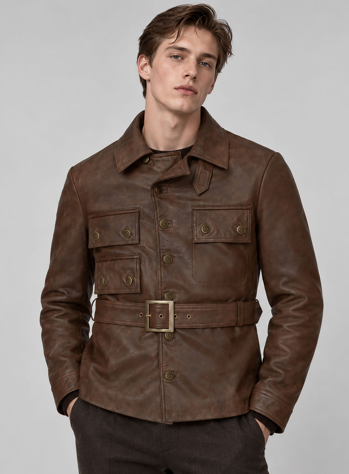 Harris Dickinson The Kingsman Leather Jacket