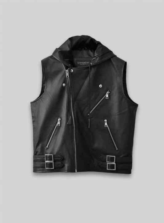 Leather Hood Vest # 309