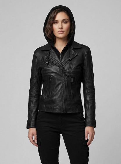 Hooded Flight Leather Jacket