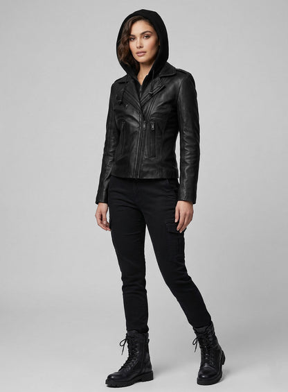 Hooded Flight Leather Jacket