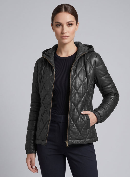Hooded Leather Jacket # 510