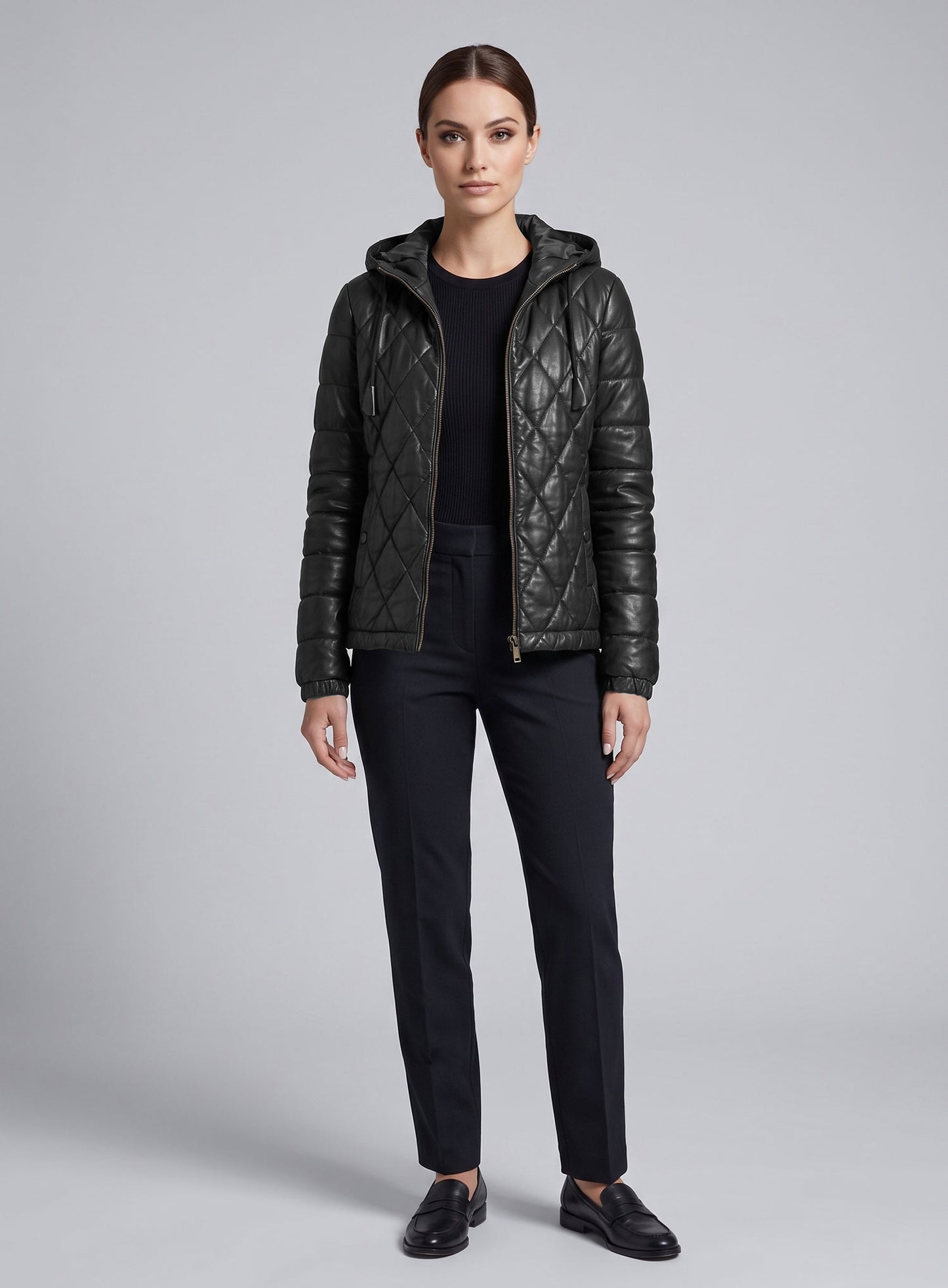 Hooded Leather Jacket # 510