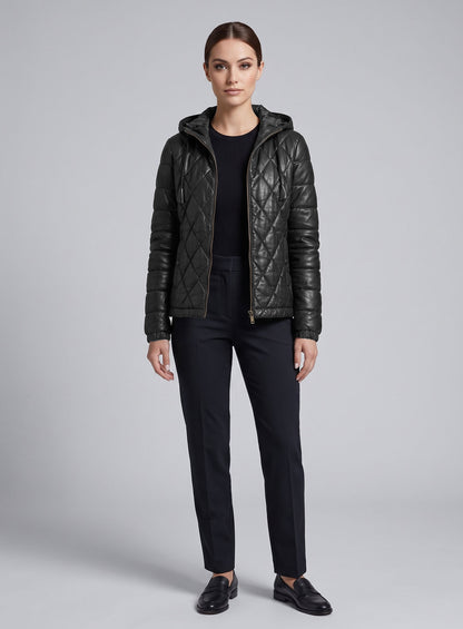 Hooded Leather Jacket # 510