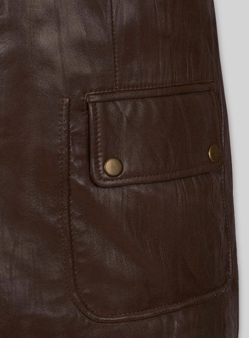 Wrinkled Brown Hugh Jackman Real Steel Leather Jacket