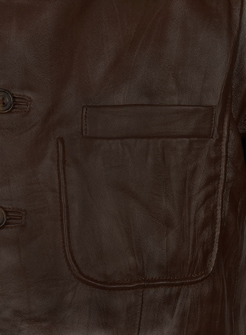 Wrinkled Brown Hugh Jackman Real Steel Leather Jacket - LeatherCult